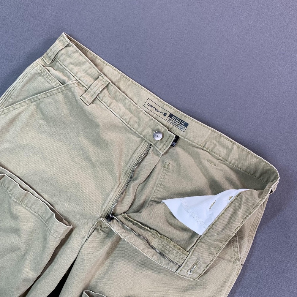 Carhartt Rugged Flex Relaxed Fit Carpenter Pants Mens 38x32 Beige Canvas Stretch - Picture 5 of 16